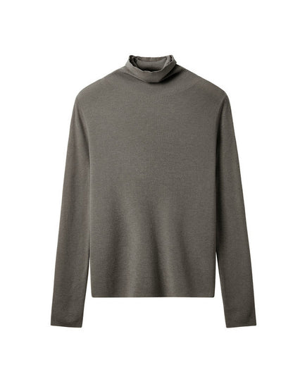 Long Sleeves Skinny Solid Color High-Neck Knitwear Pullovers Sweater Tops