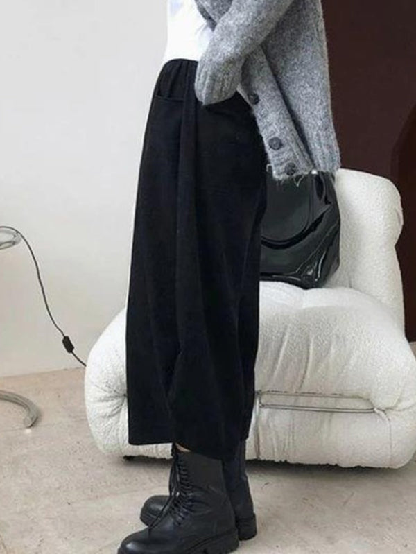 Harem Pants Wide Leg Elasticity Solid Color Split-Joint Pants Trousers