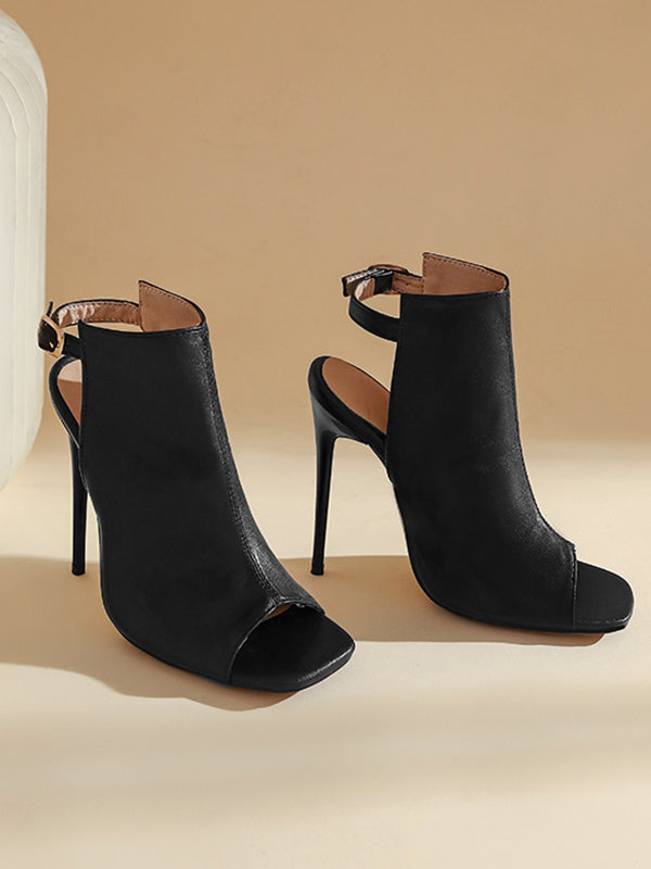 Belt Buckle Peep Toe Split-Joint Pumps Sandals