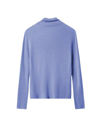 Long Sleeves Skinny Solid Color High-Neck Knitwear Pullovers Sweater Tops