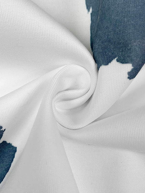 Loose Puff Sleeves Floral Printed Stand Collar Jackets Outerwear