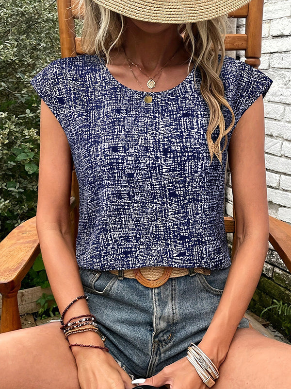 Loose Short Sleeves Plaid Round-Neck T-Shirts Tops