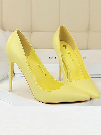 Pointed-Toe Solid Color Pumps