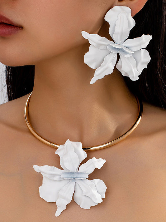 Flower Shape Drop Earrings + Necklaces Accessories