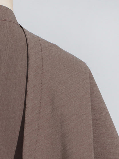 Long Sleeves Loose Asymmetric Buttoned Pockets Solid Color Stand Collar Blazer Outerwear