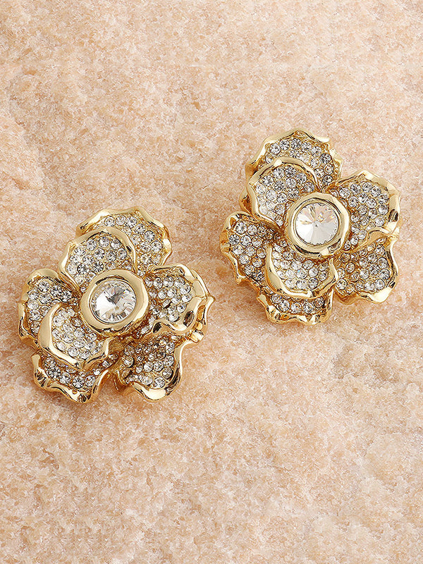 Flower Shape Geometric Rhine Stones Rings Accessories