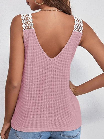 Loose Sleeveless Split-Joint V-Neck Vest Top