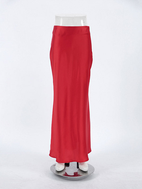 Mermaid Solid Color Zipper Skirts Bottoms