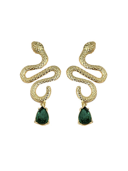 Contrast Color Rhinestone Snake Shape Eardrop Accessories
