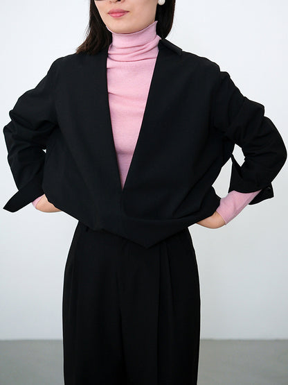 Long Sleeves Loose Solid Color Deep V-Neck Blouses&Shirts Tops