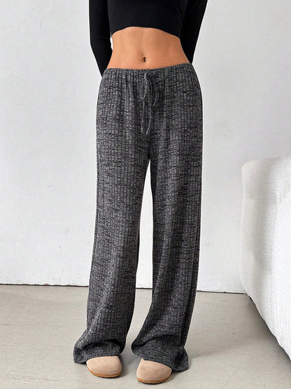 Elasticated Waist High Waisted Contrast Color Drawstring Split-Joint Striped Pants