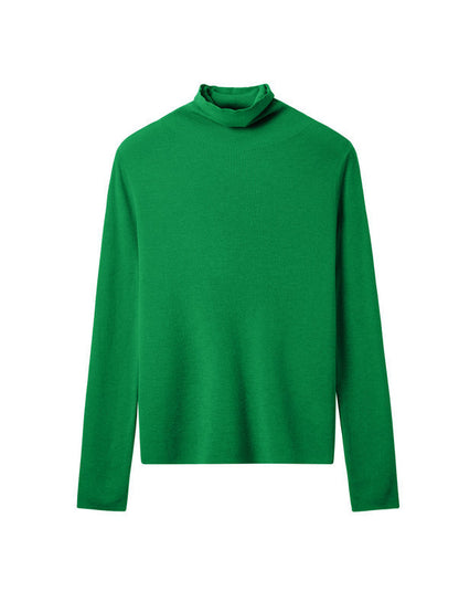 Long Sleeves Skinny Solid Color High-Neck Knitwear Pullovers Sweater Tops