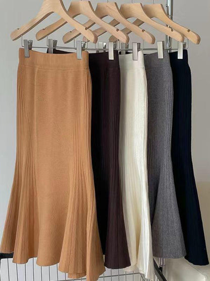 A-Line High Waisted Pleated Solid Color Skirts Bottoms