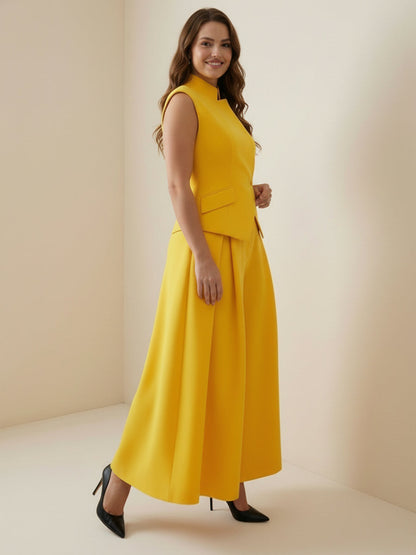 High Waisted Loose Pleated Solid Color Split-Joint Pants