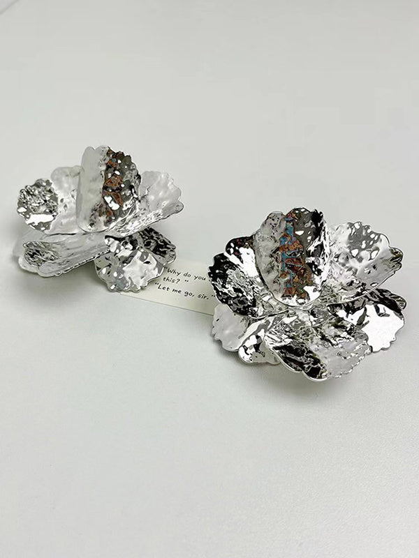 Flower Shape Shiny Earrings Accessories