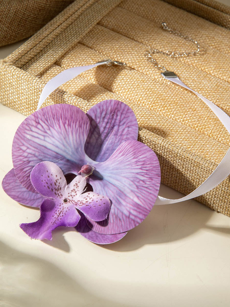 Three-Dimensional Flower Solid Color Flower Shape Necklaces Accessories