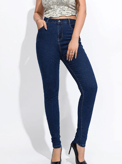 Skinny Leg High-Waisted Split-Joint Jean Pants Bottoms