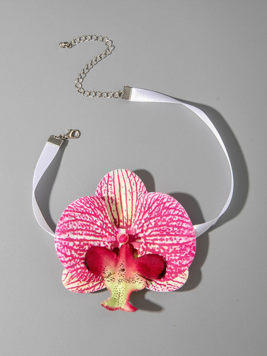 Three-Dimensional Flower Solid Color Flower Shape Necklaces Accessories