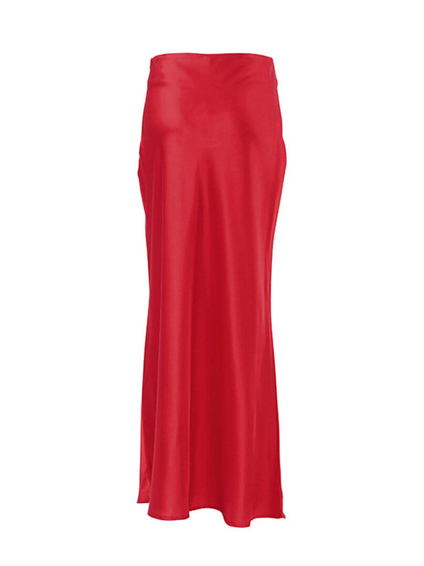 Mermaid Solid Color Zipper Skirts Bottoms