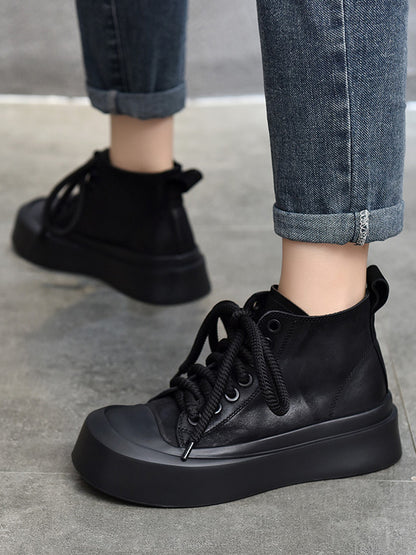 Cow Leather Tied Boots