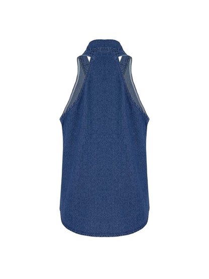 Loose Sleeveless Solid Color V-Neck Vest Top