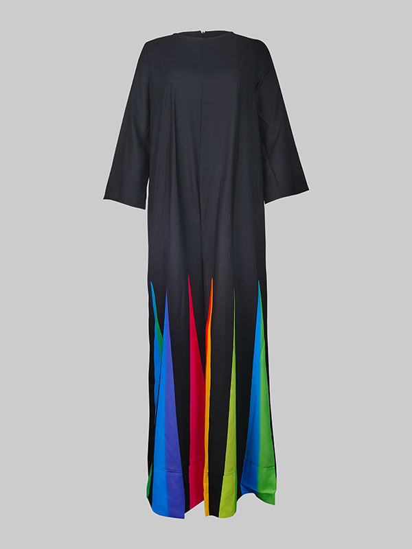 High Waisted Long Sleeves Striped Round-Neck Jumpsuits