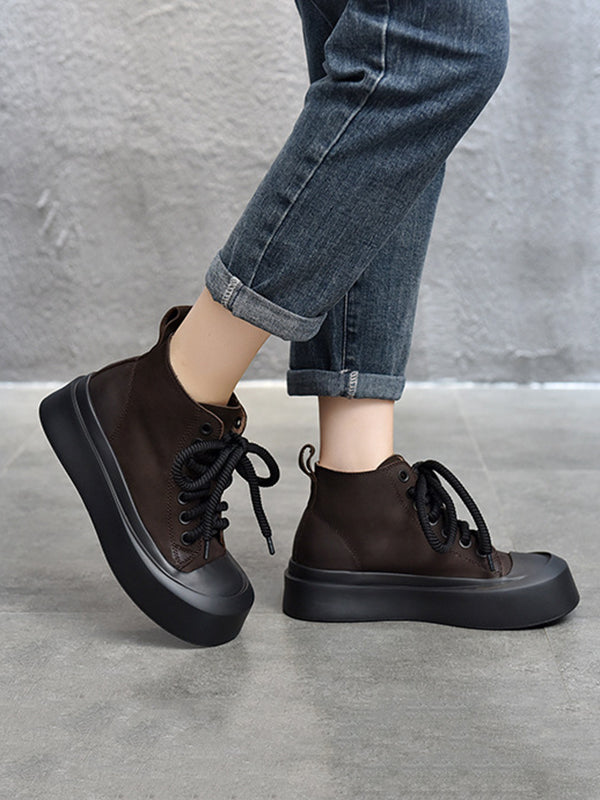 Cow Leather Tied Boots