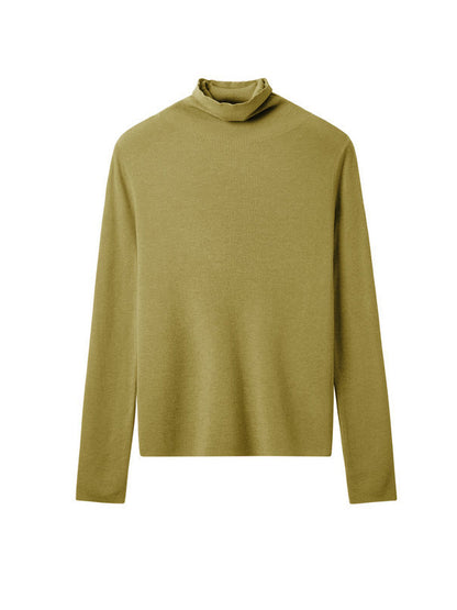 Long Sleeves Skinny Solid Color High-Neck Knitwear Pullovers Sweater Tops