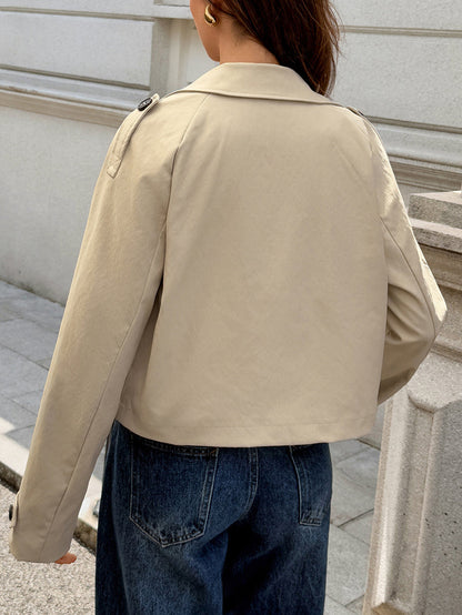 Long Sleeves Buttoned Solid Color Split-Joint Notched Collar Jackets&Coats Outerwear