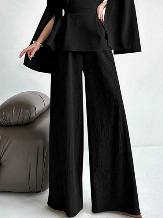 High Waisted Loose Solid Color Split-Joint Pants Trousers
