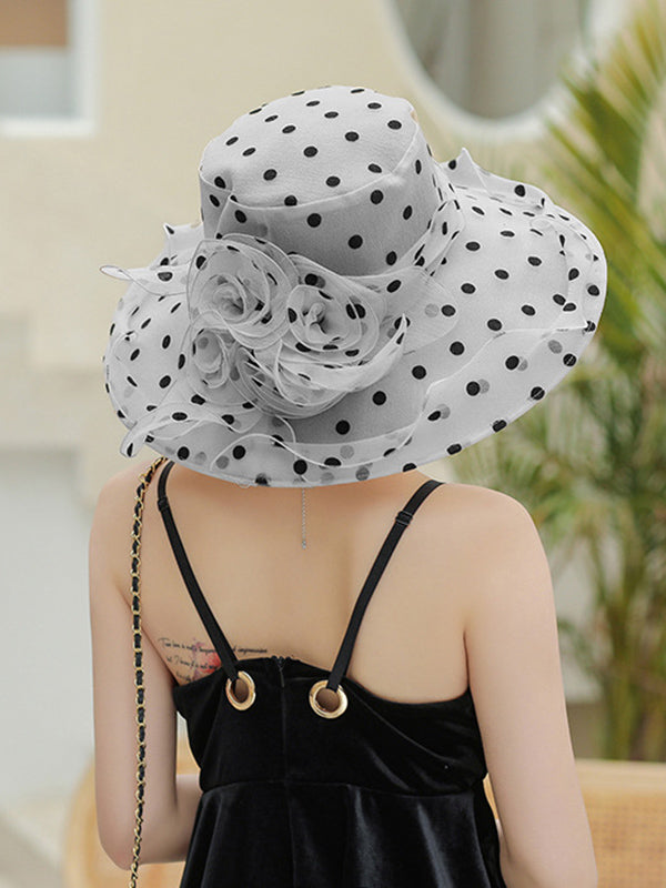Flower Shape Gauze Polka Dot See-Through Split-Joint Sun Hat