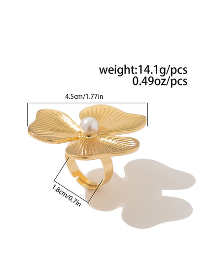 Flower Shape Pleated Shiny Rings Accessories