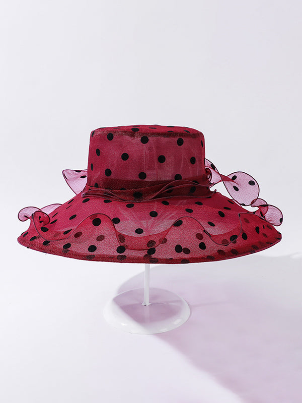 Flower Shape Gauze Polka Dot See-Through Split-Joint Sun Hat