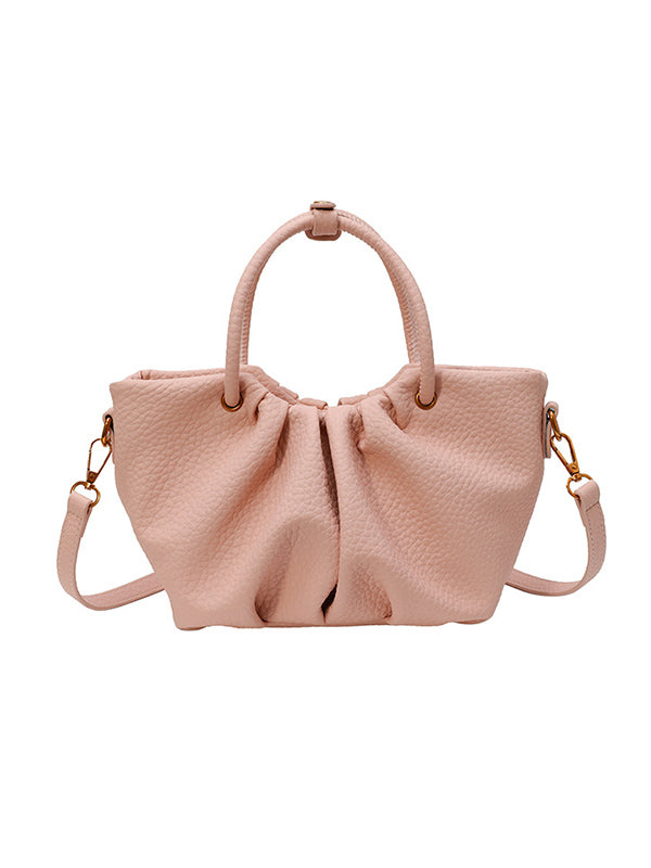 Pleated Solid Color Zipper Crossbody Bags Handbags