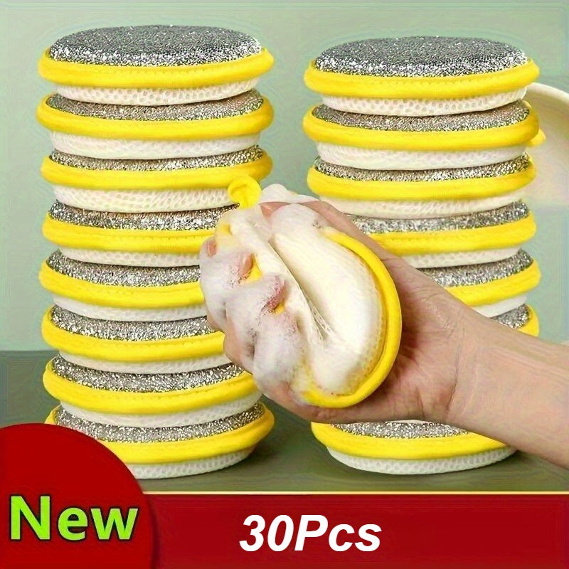30 heavy-duty kitchen cleaning sponges and scrapers - stackable dishcloths for bowls, pots, pots, countertops - washable, space-saving design for home, restaurant, cafe use - perfect for sponges, scrapers, cleaning tools, kitchen