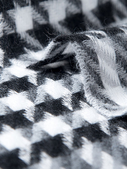 Houndstooth Plaid Tasseled Shawl&Scarf