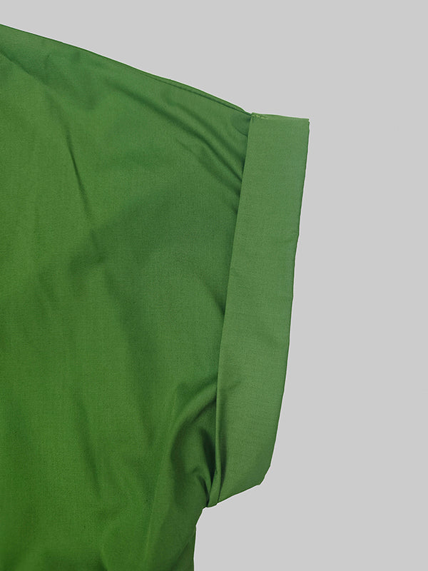 Loose Short Sleeves Pleated Pockets Solid Color Split-Joint V-Neck Maxi Dresses