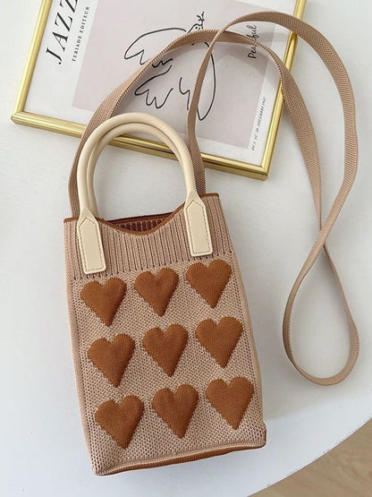 Heart Print Split-Joint Bags Crossbody Bags Handbags