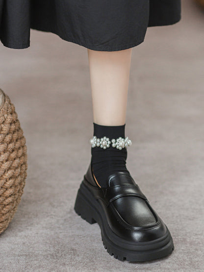 Round-Toe Split-Joint Loafers Platform Shoes