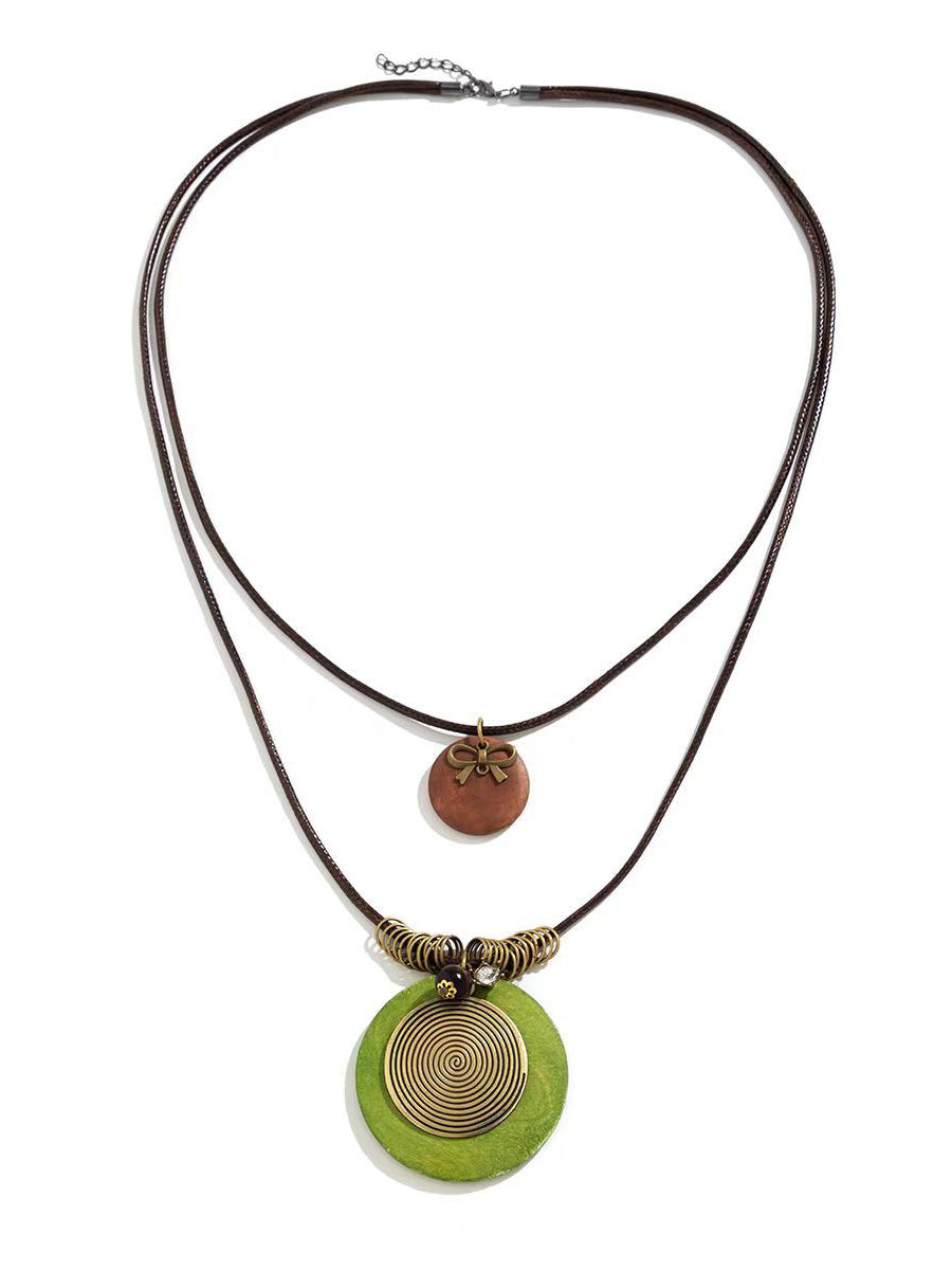 Round Cut Geometric Double Layered  Necklaces Accessories