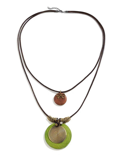 Round Cut Geometric Double Layered  Necklaces Accessories