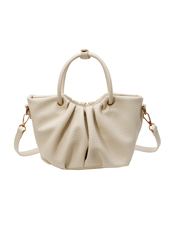 Pleated Solid Color Zipper Crossbody Bags Handbags