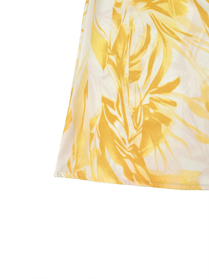 A-Line High Waisted Contrast Color Flower Print Pockets Skirts