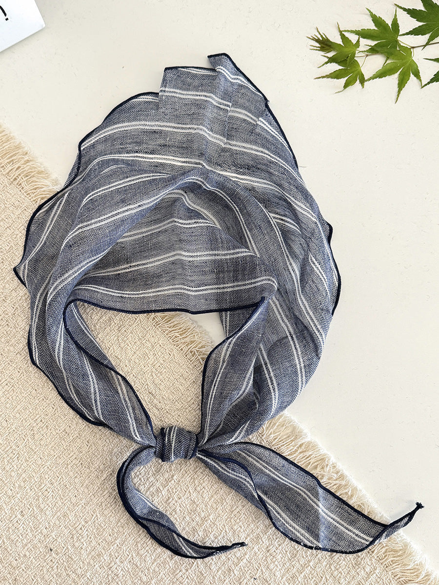 Women Summer Stripe Plaid Soft Triangle Scarf