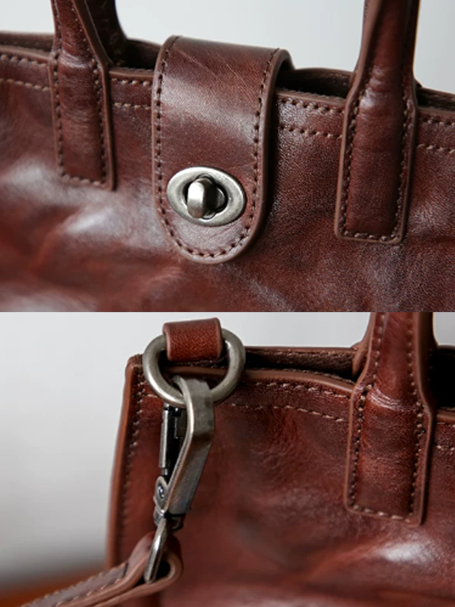 Vintage Crinkled Mini Tote Crossbody Bag