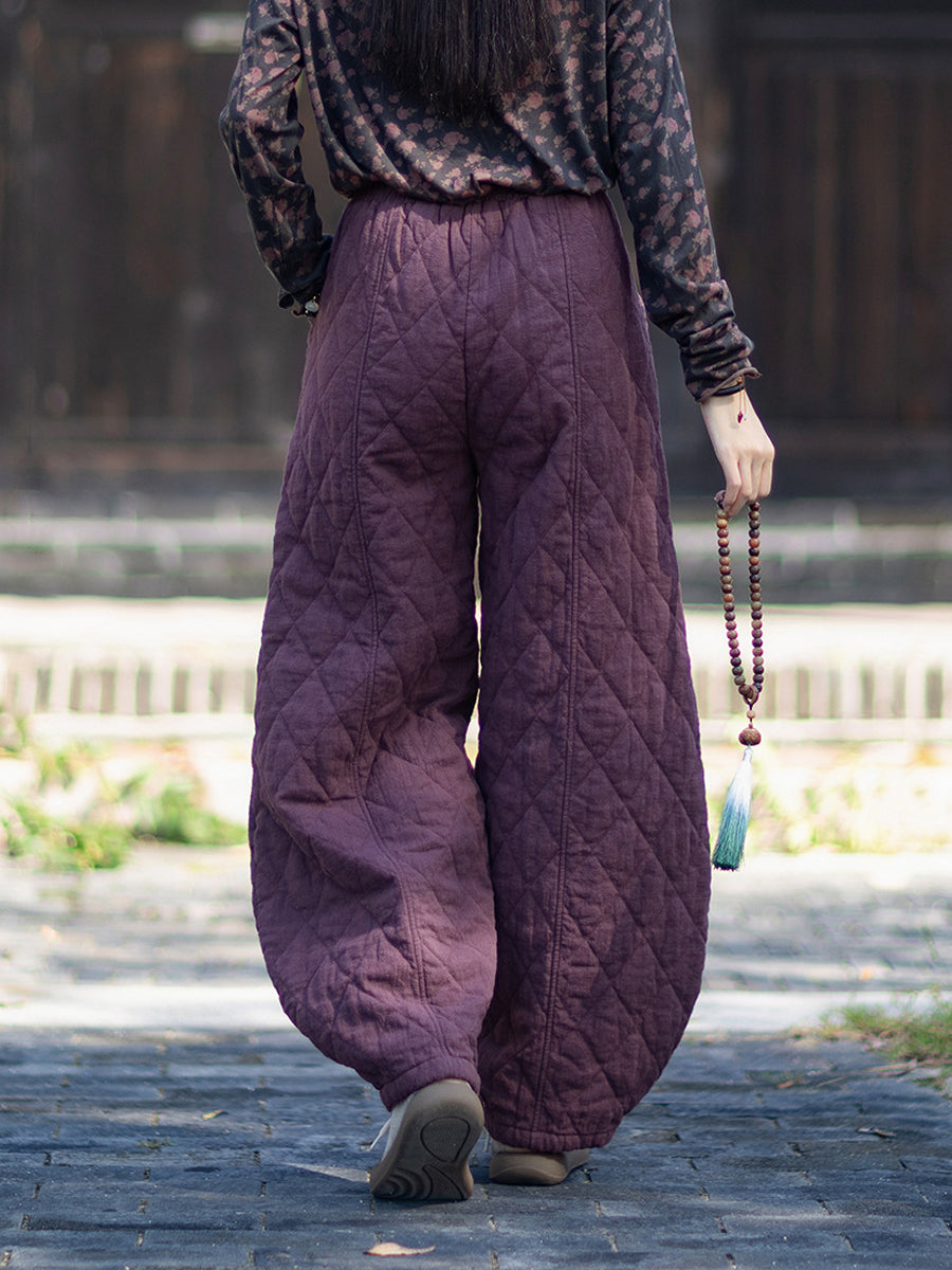 Women Winter Casual Pure Color Padded Bloomers