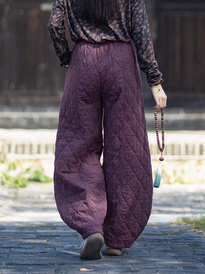Women Winter Casual Pure Color Padded Bloomers