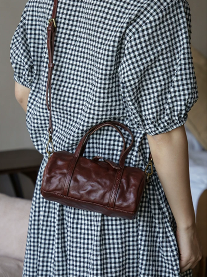 Crinkled Leather Mini Handbag Crossbody Bag