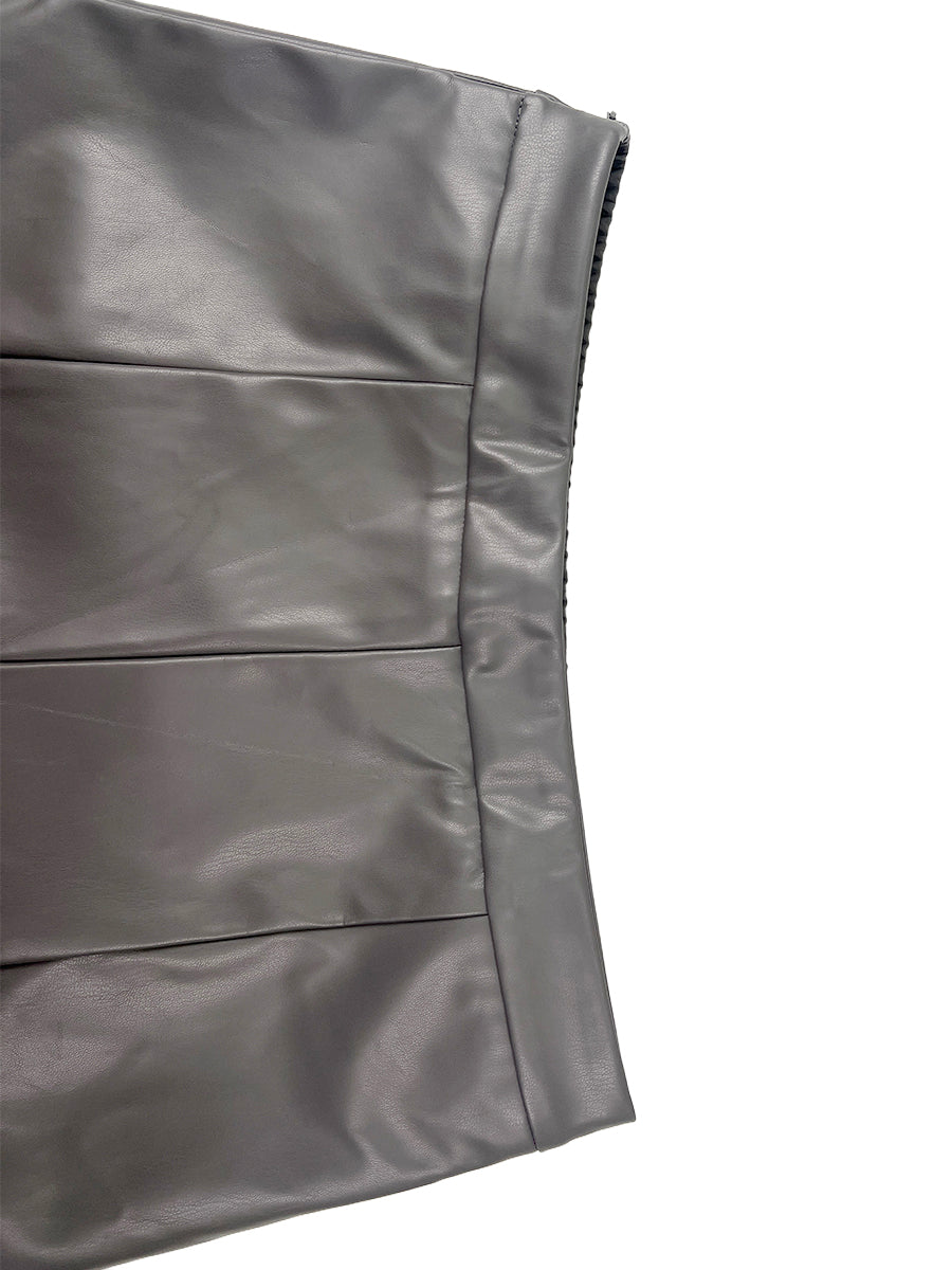 High Waisted Elasticity Pleated Pockets Solid Color Zipper Wide Leg Pants