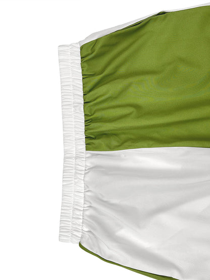 High Waisted Wide Leg Contrast Color Pockets Casual Pants Bottoms Trousers